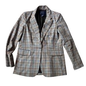 Rachel Roy Plaid Gray Blue Tan Women's Small Blazer